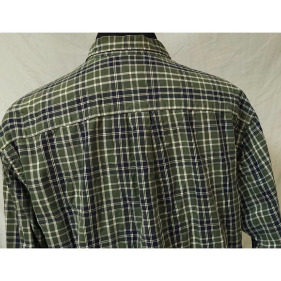 Eddie Bauer Mens Large Reg Green Plaid Heavyweight Button Down Long Sleeve Shirt - Picture 8 of 10